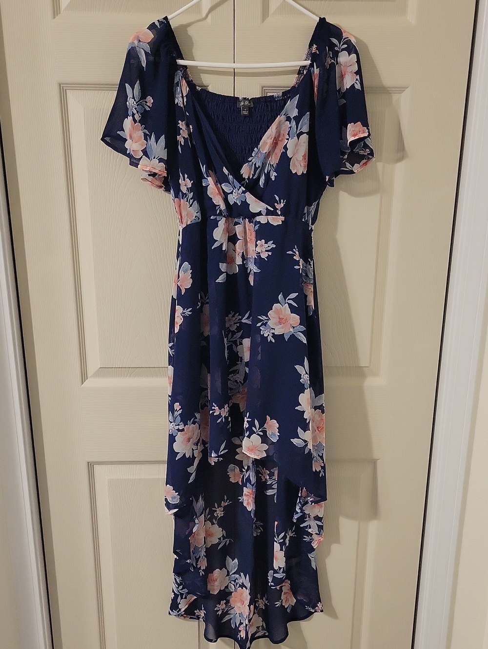 Lily Rose Navy High-Low Floral Wrap Dress